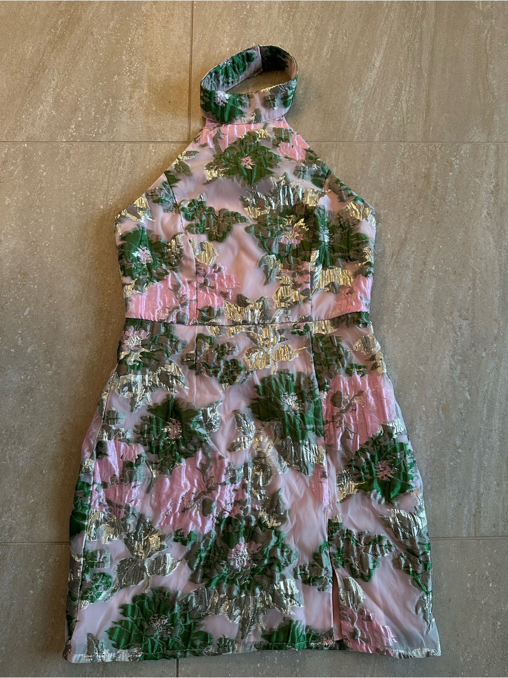 S - Lulu's Blush Pink & Green Lined Dress